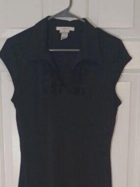 Vintage La Belle Dress Large Stretch 90s Y2K Black Bodycon Made in USA V-Neck